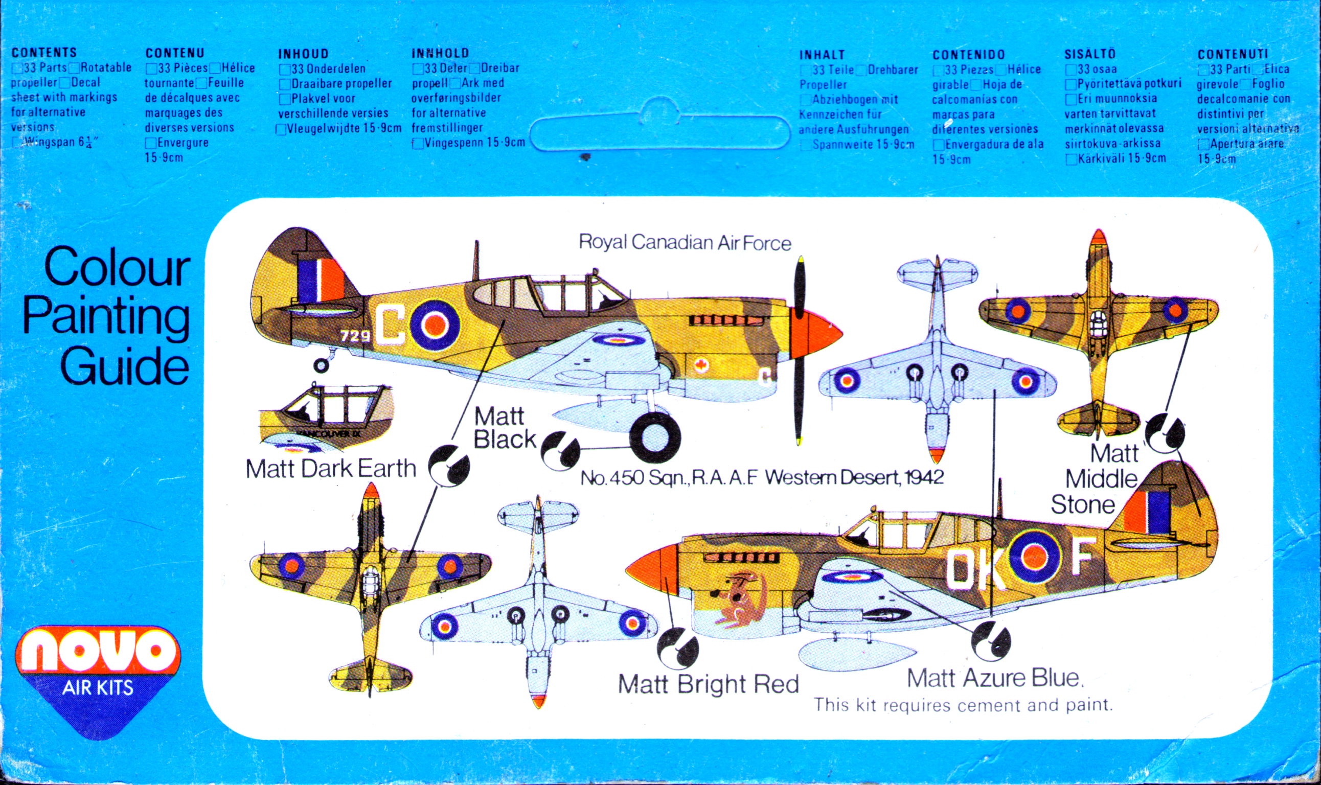 Assembly leaflet NOVO Cat.No.76010 F391 Curtiss P-40E Kittyhawk, NOVO Toys Ltd, 1977
